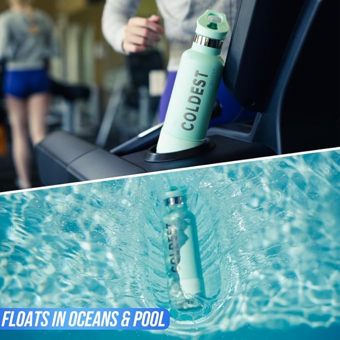 Coldest Insulated Water Bottle with Straw Lid - Stainless Steel Metal Insulated Bottle for Men & Women (Carrara Marble, 40 oz)