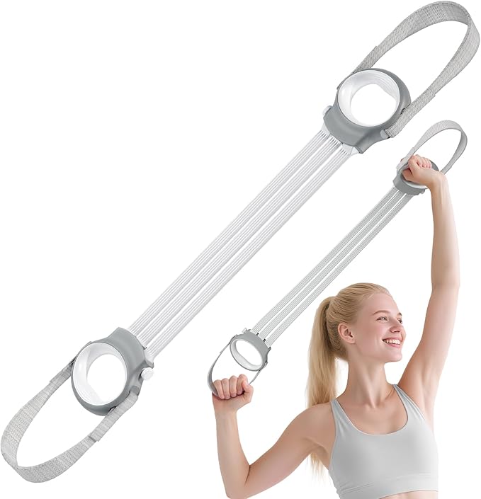 Figure 8 Fitness Resistance Bands with Handles, 20-60lb Adjustable Elastic Excercise Band, Non-Slip Fabric Silicone Bands for Strength Stretch Flexibility Training Arms Back Shoulder Chest Legs