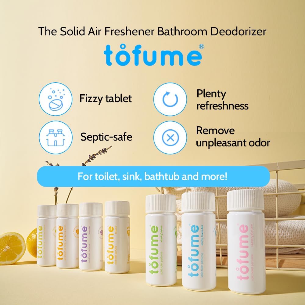 Effervescent Bathroom Air Freshener - Floral Lavender - Toilet Deodorizer, Bathroom Odor Eliminator, Toilet Freshener, Flushable Air Freshener Toilet Tablets, 3 Pack (90 Tablets)