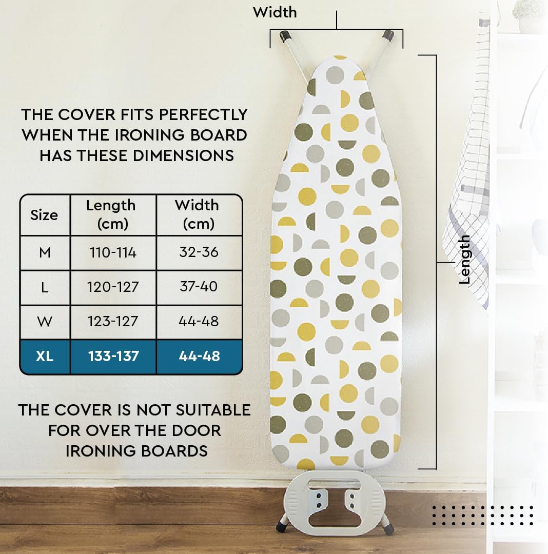 Encasa XO Ironing Board Cover and Pad 57"x22" - Thick 3mm Felt Padding, Drawstring Tightening & Lock, Easy Fit, Scorch & Stain Resistant, Fits X-Large Ironing Board - Aztec