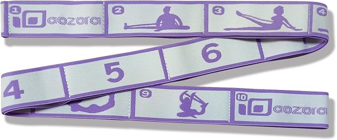 Aozora Stretch Bands for Exercise, Elastic Yoga Stretching Strap, Flex Strap 10 Loops for Physical Therapy, Pilates, Yoga, Dance & Gymnastics Exercise and Flexible Pilates Stretch Band