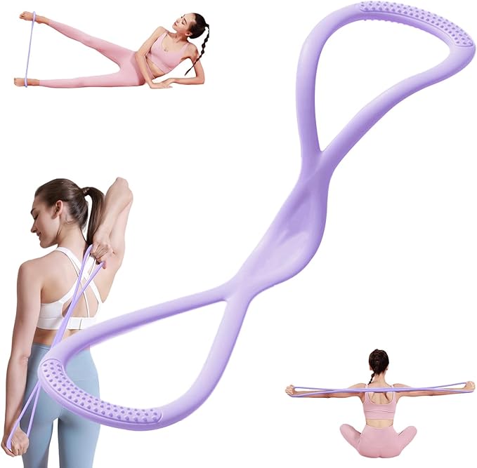 Resistance Bands, Figure 8 Exercise Bands for Women Men, Arm Back Elastic Rope for Glutes,Back,Fullbody Yoga Pulling Rope, Gift for Sports Lover/Beginner (25 lbs)