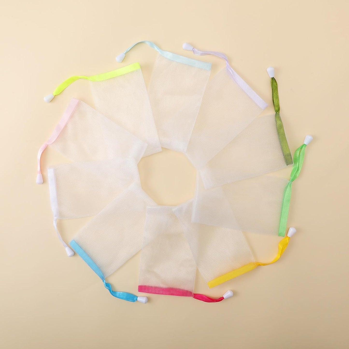 Sunnyray 25 Pcs 10 Colors Soap Bag Soft Handmade Soap Bubble Mesh Bags Exfoliating Mesh Pouch with Drawstring for Foaming and Drying for Shower Body Facial Cleaning Tool