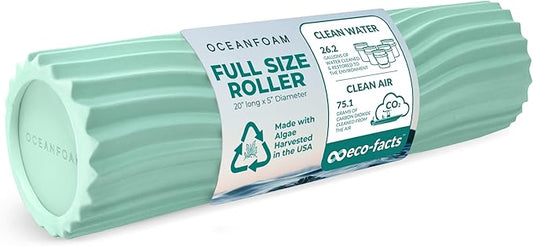 Oceanfoam Tidal Roller - Seafoam - Muscle Massage Foam Roller for Back Pain & Stretching - Firm and Ergonomic Wide Wave Textured - Yoga, Athletics, & Wellness - Full Size, 20" x 5"