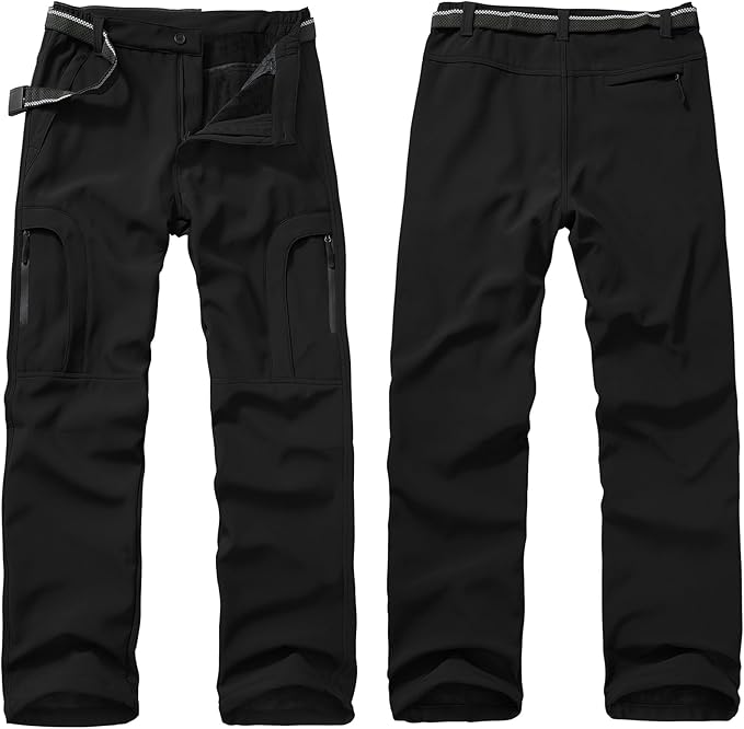 Toomett Men's hiking Snow Pants Skiing Winter Insulated Fleece lined Outdoor Water Repellent camping,walking,fishing