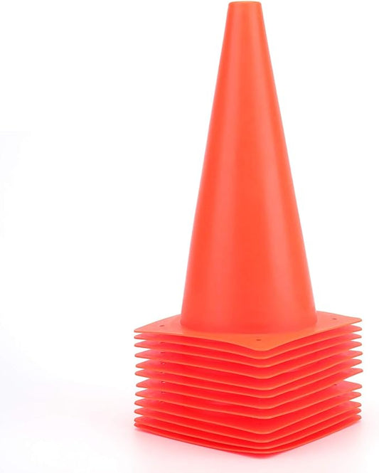 12 Inch Traffic Training Cones, Plastic Safety Parking Cones, Agility Field Marker Cones for Soccer Basketball Football Drills Training, Outdoor Sport Activity & Festive Events - 6 Colors