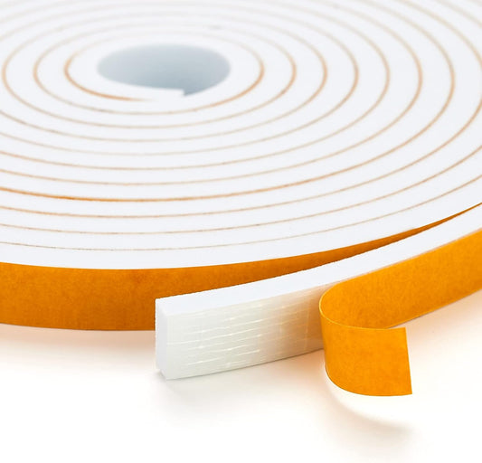 13 Feet Weather Stripping Door Seal, 1/2" Wide X 1/2" Thick Door Seal Strip High Density Foam Tape Adhesive Strip for Door Soundproofing, Window Insulation (1/2" Wide X 1/2" x 13FT, White)