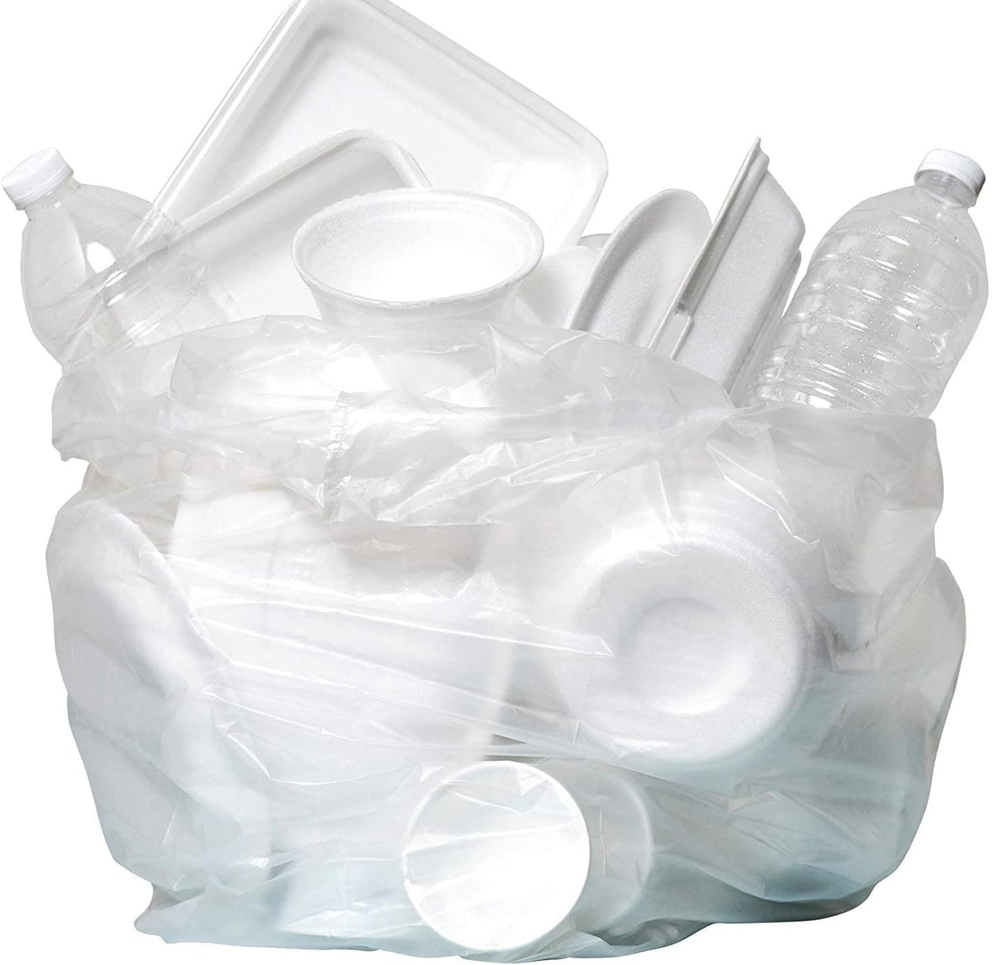 Aluf Plastics High Density Trash Bags, 16 Gallon, 4000 Count, 8 Micron (eq), 24" x 33", Clear, for Bathroom, Office, Industrial, Commercial, Janitorial, Municipal, Recycling