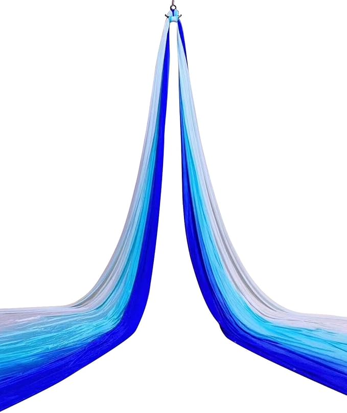 DASKING Aerial Silks Starter Kit - Durable 11Yards of Aerial Yoga Hammock with Hardware, Aerial Swing for Acrobatic Flying Yoga & All Levels (Aerial Rigging Point Up to 14ft)