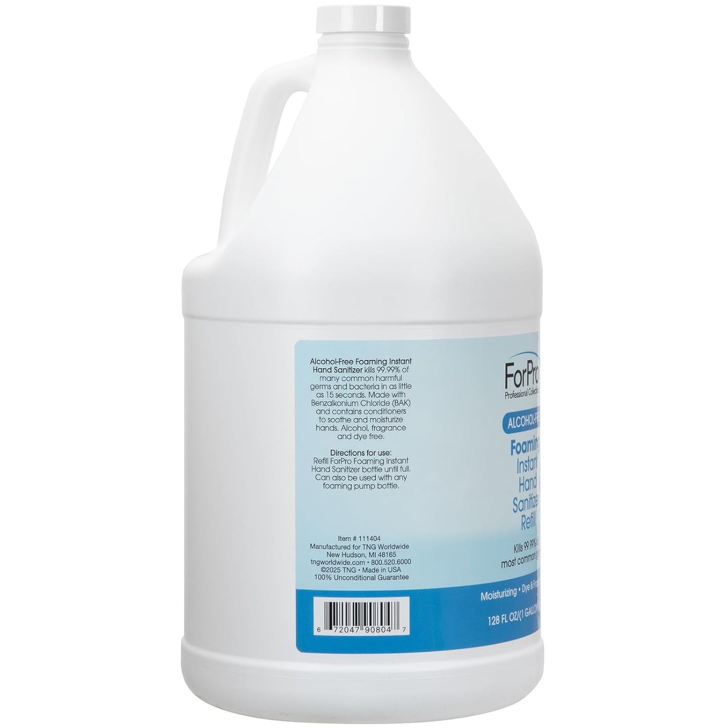ForPro Professional Collection Alcohol-Free Foaming Instant Hand Sanitizer, Moisturizing, Dye and Fragrance Free Sanitizer, 1 Gallon Refill