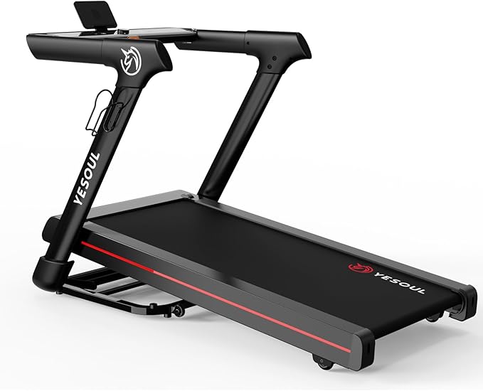 Yesoul Walking Treadmill for Seniors with Long Handrails – 4 Major Safety Protections, Emergency Stop Button, Treadmill for Home 300 lbs Capacity, Recovery Walking Machine with LED Display