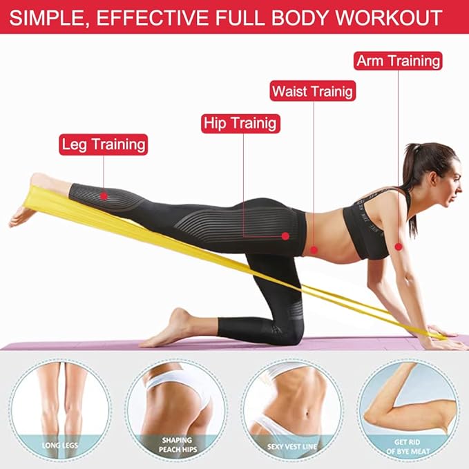 Resistance Bands, Elastic Exercise Bands for Working Out, Physical Therapy, Recovery, Yoga, Pilates, Strength Training