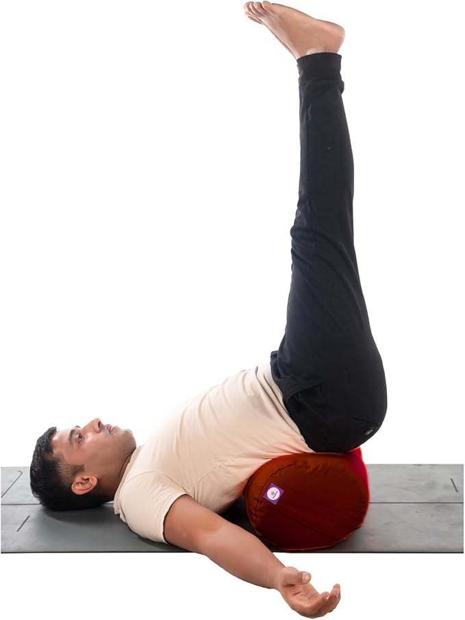 Yogikuti Iyengar Yoga Bolster for Restorative Yoga and Meditation – Lightweight Cotton Support Pillow with Handle for Easy Carry, Versatile for Pose Modification, Balance, Back Relief, and Relaxation