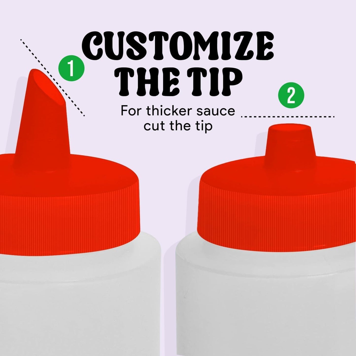 Norcalway 12 oz and 16 oz - 2 Pack | Condiment Squeeze Bottles – Plastic Squirt Bottles for Sauce, Ketchup, Dressing, Oil & More – Easy Pour, Refill & Clean – Kitchen Condiment Dispensers