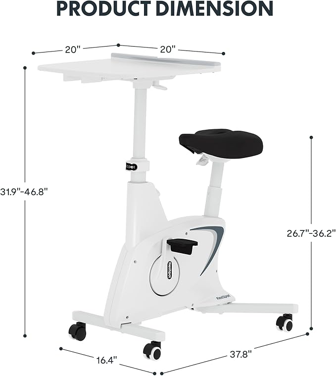 FLEXISPOT Exercise Bike with 2D Desktop, Space Saving Under Desk Bike with Removable Desk, Stationary Bikes Indoor Bikes with 300LBS Heavy Duty 8-Level Resistance Flywheel Optional LCD, V9PRO/V9MAX
