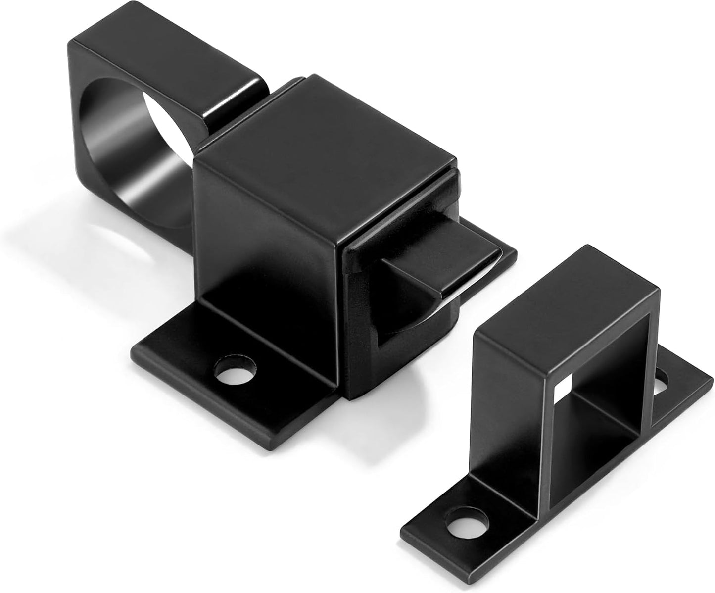 2 Packs Self-Closing Latches, Black Spring Door Lock, Aluminum Alloy Automatic Gate Latch with Spring Loaded Pin, Security Window & Cabinet Lock