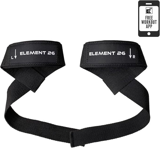 Element 26 Lifting Wrist Straps (Pair) With Guide - Weightlifting & Strength Training Straps for Men and Women