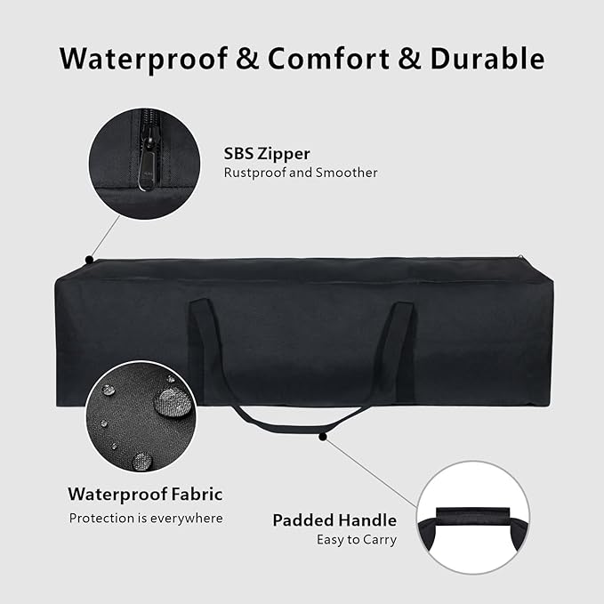 TOPDesign 46 Inch Extra Large Zippered Duffel Bag for Travel Camping Sports Equipment Storage, Waterproof Foldable Luggage Bag with Padded Handles