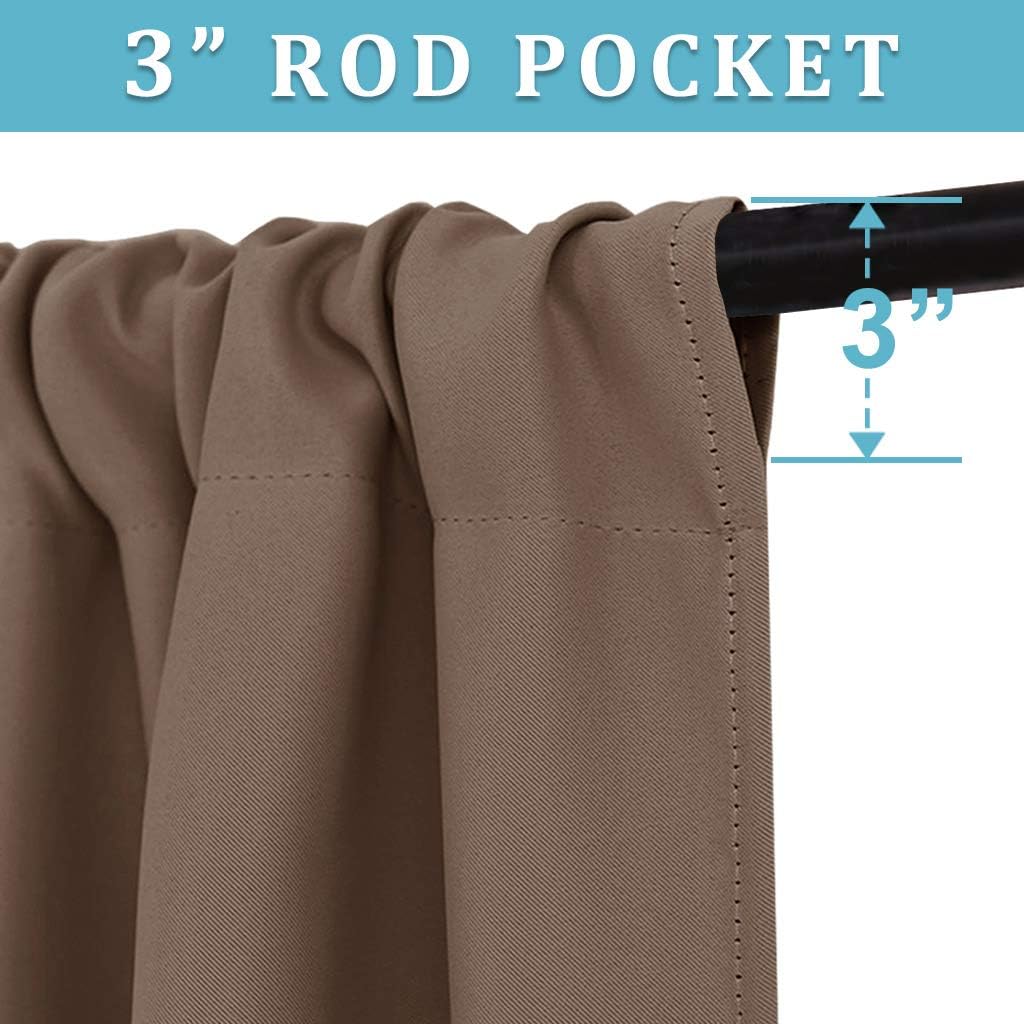 RYB HOME Blackout Curtains for Kitchen, Over Sink Privacy Curtains Window Decor, Thermal Insulating Drapes for Bathroom Cafe Bedroom Small Window, W 42 x L 24 inch, Mocha, 2 Panels