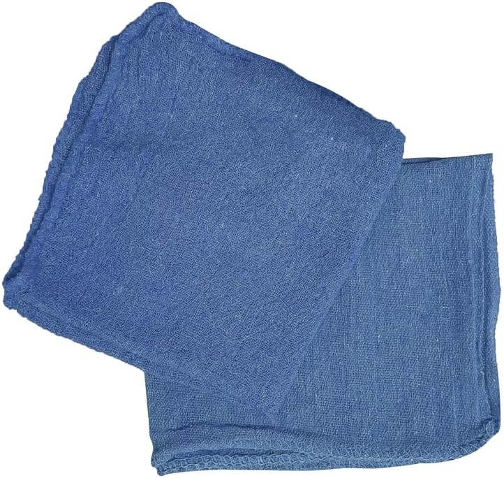 Shop Towels (Blue, 50-Pack) - Bulk Cleaning Towel in a Bag, Mechanic Cotton Wipes for Car Maintenance, Auto Mechanics & Garage, Wipe Grease & Oil, Machine Wash & Reusable