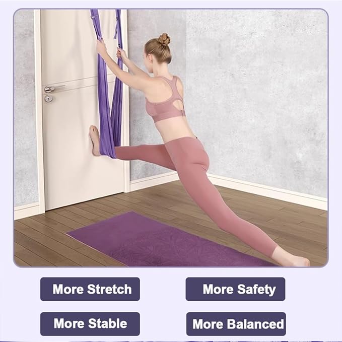 Dance Stretching Equipment - Yoga Strap, Backbend Training Yoga Stretching Rope with Door Anchor, Flexibility Trainer Stretching Equipment Assist Stretch Strap for Fitness Gymnastics Dance Aerial Yoga Ballet