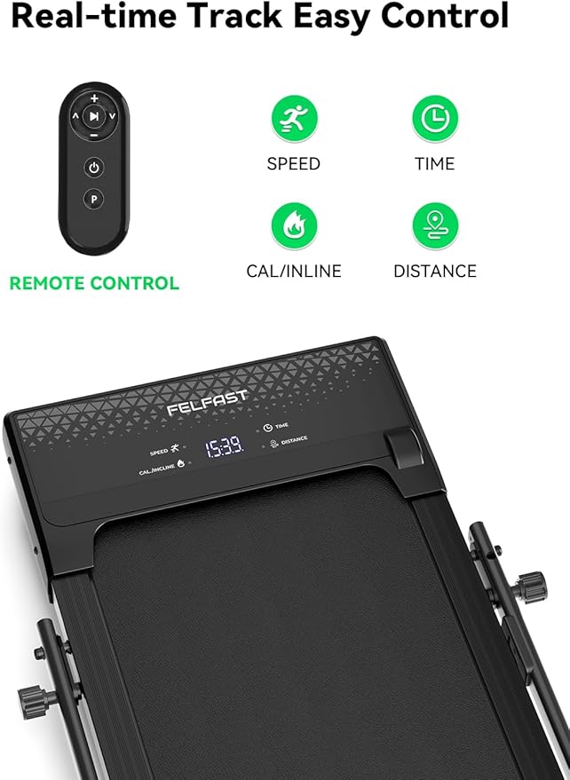 Walking Pad Treadmill, 12% 5-Level Auto Incline, 2-in-1 Under Desk Foldable w/Remote Control, 12 HIIT Mode, 265 Lbs, 7.6 MPH Max, Portable Treadmill for Office Home, No Tablet Stand