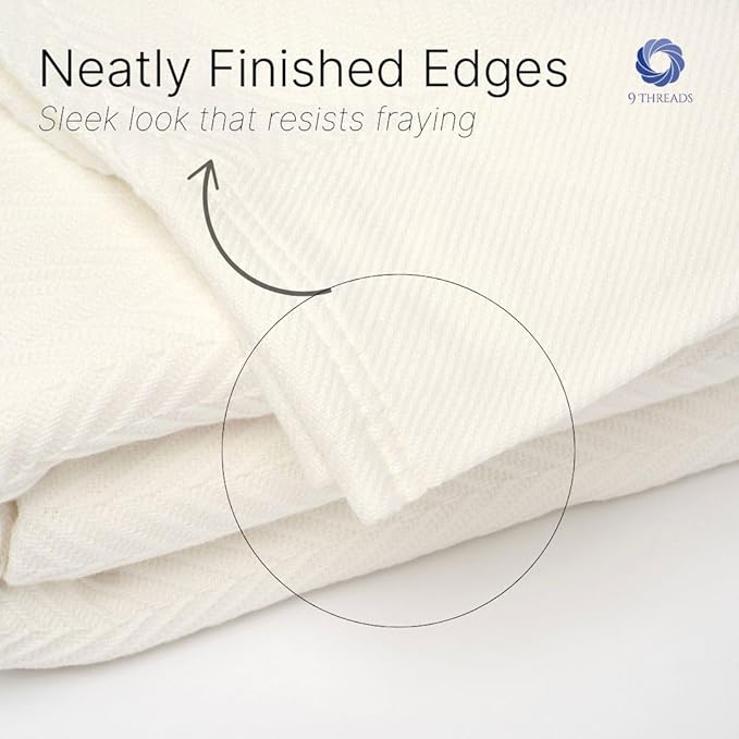 100% Cotton Herringbone Weave Blankets, 90" X 90" Queen, Throw Blanket for Bed, All Season Cotton Blanket, Cozy Blanket,Throws & Bed Blanket, Throw Blanket for Couch, Modern Home Decor -Tusk