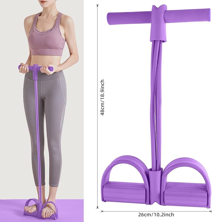 Multi-Function Tension Rope – 4 Tube Resistance Bands with Handles – Sit Up Exercise Equipment Home Gym Tummy Trainer for Men Women