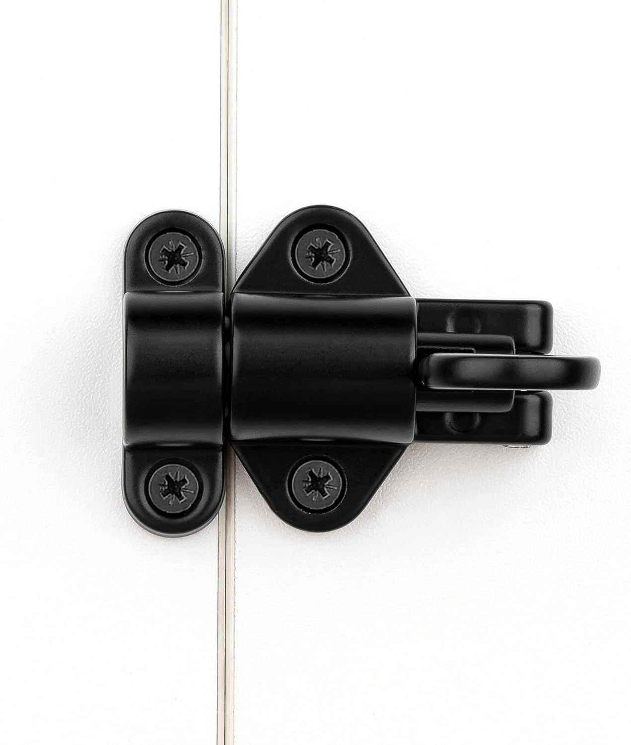 3 Packs Self-Closing Latches，Black Spring Door Lock，Resilient Bolt Latch Aluminum Alloy Safety Automatic Spring Barrel Slide Door Lock with Screws,Used for Gate,Window and Cabinet etc…