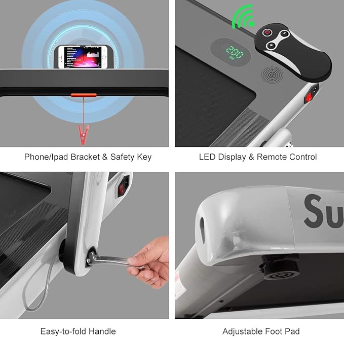 GYMAX Walking Pad, 2.25HP Foldable Treadmill with Smart App & Remote Control, Bluetooth LED Monitor, Small Spaces Compact Running Machine, Folding Portable Under Desk Treadmill for Home Office