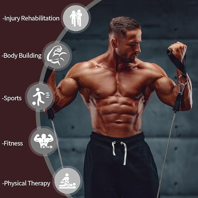 VEICK Resistance Bands, Exercise Bands for Working Out with Handles, Elastic Workout Bands for Men Women, Exercising Bands for Strength Training Equipment at Home Gym