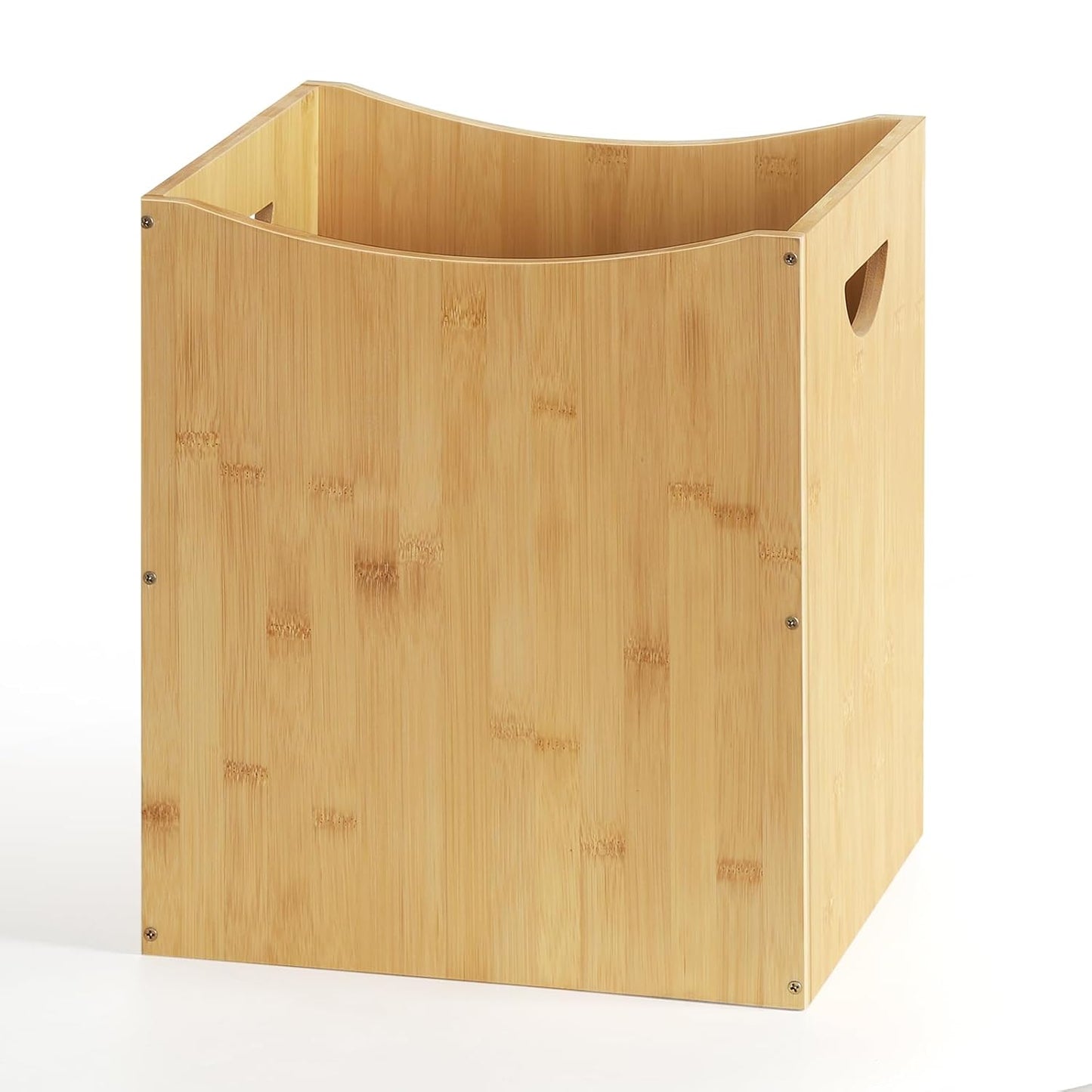 MOOACE Small Wastebaskets, 5 Gallon Trash Can with Handles, Rectangular Waste Baskets Bamboo Garbage Can for Bathroom Kitchen Living Room Office Decorative Under Counter