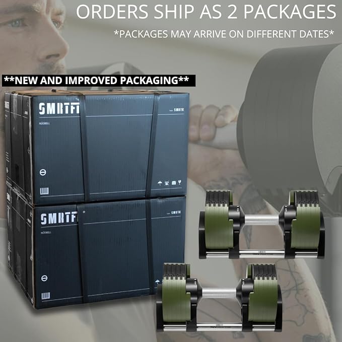 SMRTFT NUOBELL Adjustable Dumbbells | The Original All-in-One NUOBELL Adjustable Dumbbell Set | Feel Real Like Traditional Dumbbells | Highly Durable | Best 2 Year Warranty