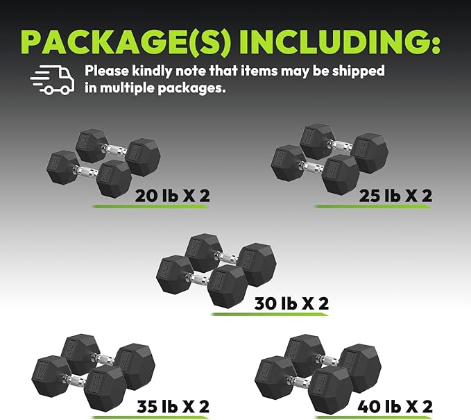 Hex Dumbbell Set, 30-480 lb Set Rubber Encased Exercise & Fitness Dumbbells, Weights Dumbbells Set, Hand Weight for Strength Training