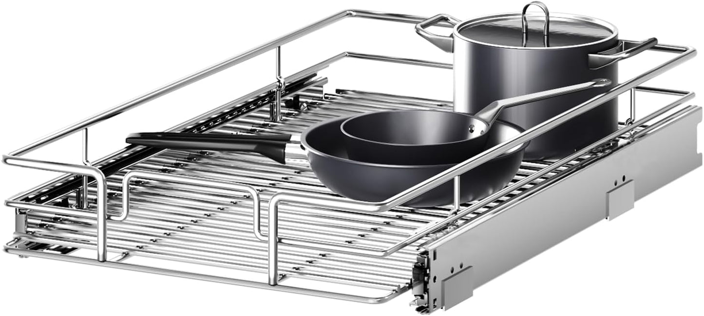 Pull Out Cabinet Organizer 10½" W x 18" D, Heavy Duty Cabinet Pull Out Shelves, Slide Out Drawers Organization for Kitchen Cabinets Bathroom