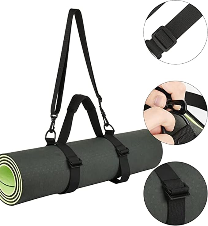 WISDING Yoga Mat Strap, Portable Yoga Mat Sling, Picnic Blanket Strap with Adjustable Shoulder Strap & Handle for Festivals Picnics Camping Motorcycle Bedroll Pilates