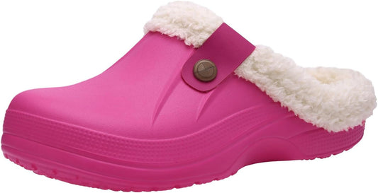Beslip Classic Fur Lined Clogs Waterproof Winter Fuzzy Slippers for Women Men Indoor and Outdoor