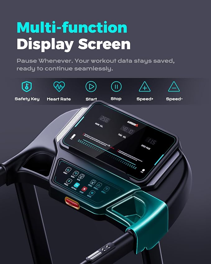 Treadmill for Home, 3.0HP Folding Treadmill with Incline, 300 lbs Capacity, Bluetooth & Heart Rate Sensor, Space-Saving Design