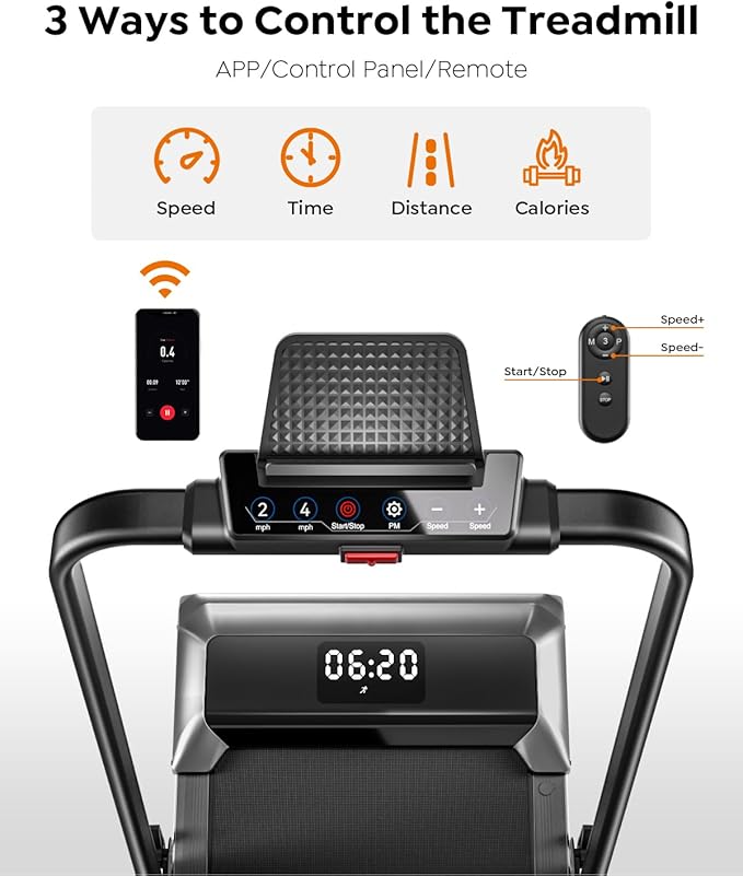 Walking Pad Treadmill with Incline, 2 in 1 Foldable Treadmills for Home Small Office, 300lbs Portable Compact Under Desk Treadmill with App, Remote Control and LED Display