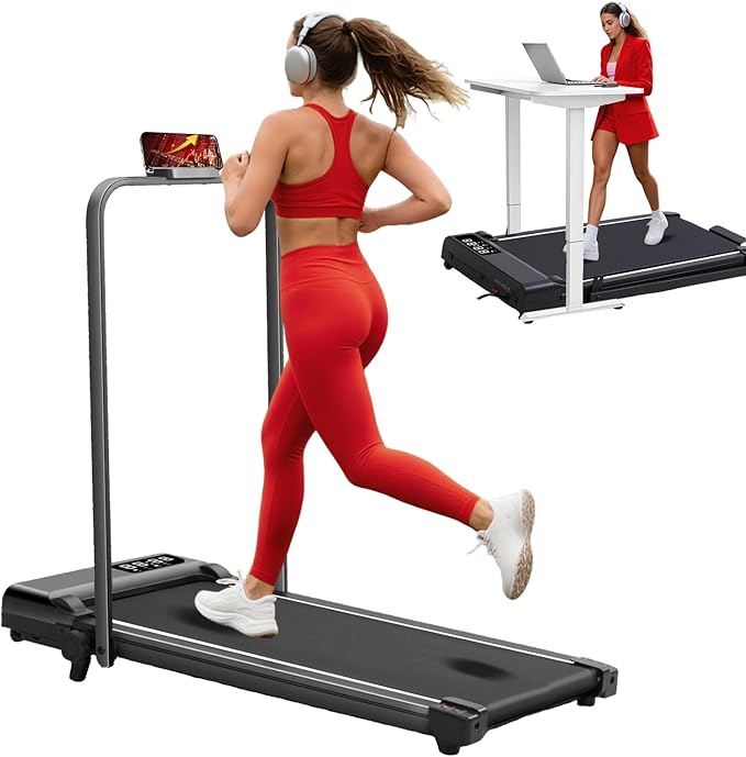 Portable Walking Pad with Incline and Handle Bar, 3.0HP Electric Treadmills for Home Small, 0.6-6.2MPH Compact Walking Pads Treadmills with Handles and Incline for Small Spaces, 320LB Capacity