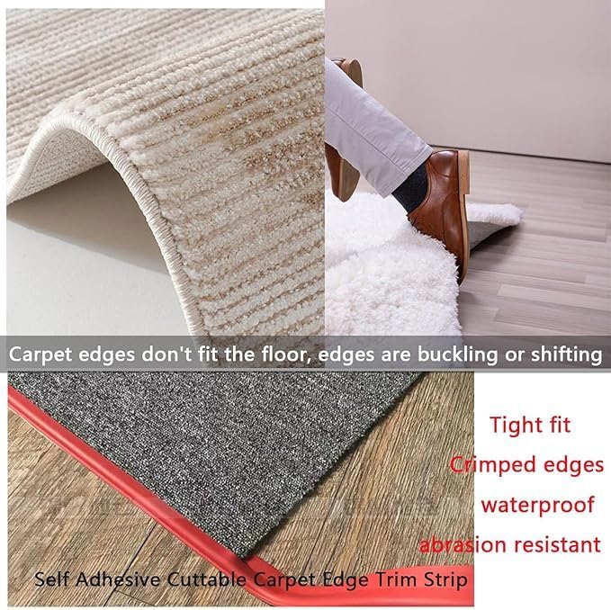 Self Adhesive Carpet Transition Strip with Edge Trim, Designed for Seamless Transitions from Carpet to Tile or Vinyl Floors, Perfect for Doorways.(Brown,36ft)
