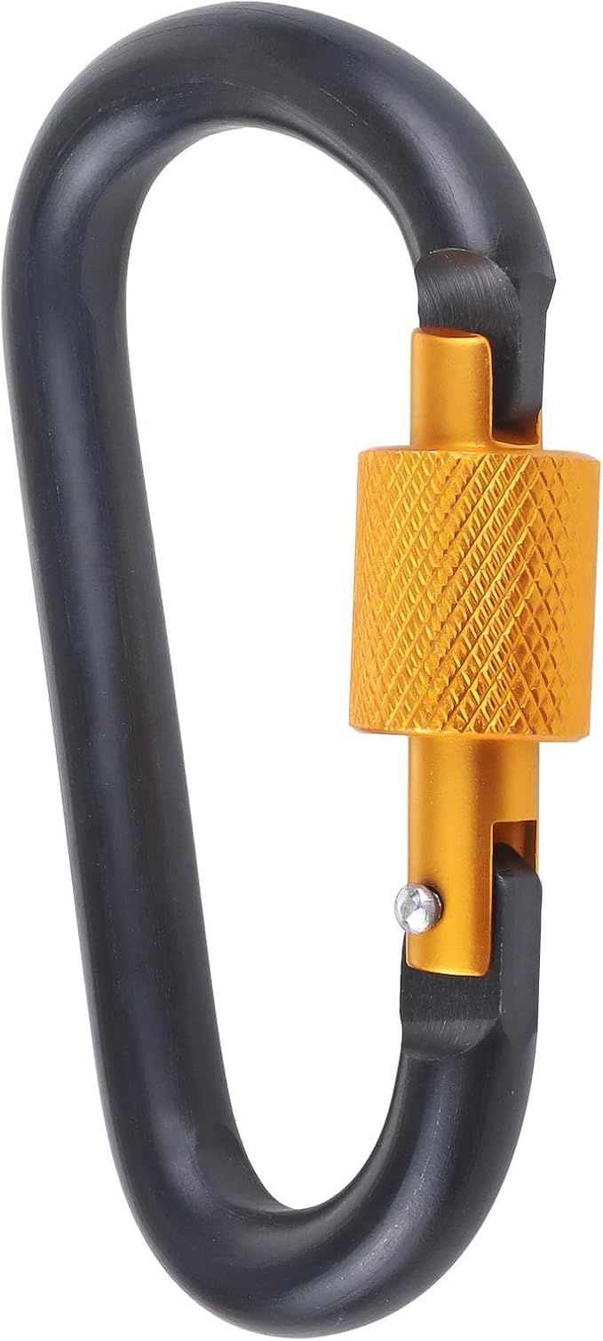 10 Pack Aluminum D Ring Key Rings Hiking Clips Locking Carabiner for Hiking Camping Fishing and Outdoor Use，Clips with Screw Gate Multicolored