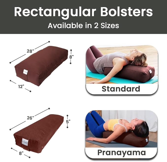 Sol Living Yoga Bolster Pillow Rectangular Meditation Cushion Cotton Meditation Accessories for Restorative Yoga Meditation Pillow Yoga Pillow Firm Body Pillow Bolster Pillow for Legs Removable Cover