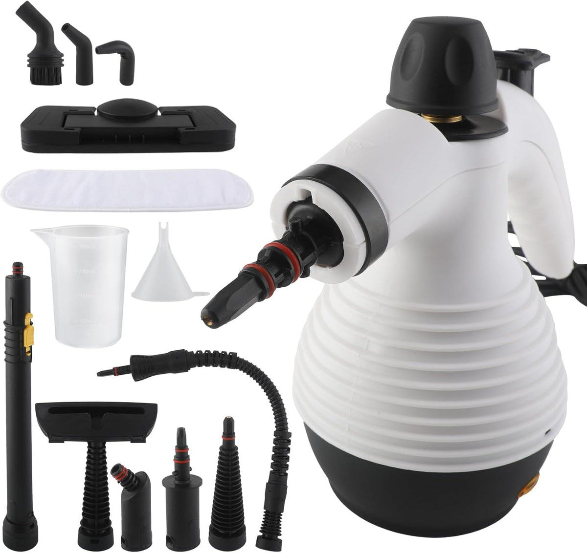 Steam Cleaner, Pressurized Handheld Mop Steam Cleaner for Home with 18 PCS Accessory & Safety Lock, Large Capacity Mop Steam for Cleaning, Car, Bathroom, Shower, Window, Grime, Grease - White