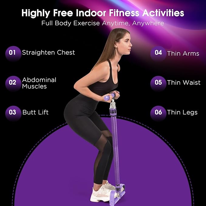 2025 Upgrade Pedal Resistance Band, 4-Tube Elastic Sit Up Pull Rope for Men and Women, Pedal Puller for Strength Training, Foot Resistance Rope for Physical Therapy, with 5Pcs Exercise Bands