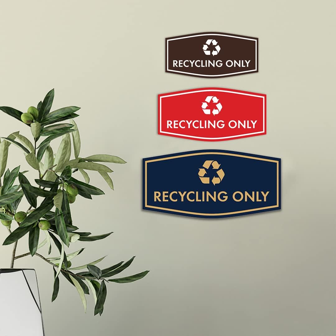 Fancy Recycling Only Sign (Ivory/Dark Brown) - Large
