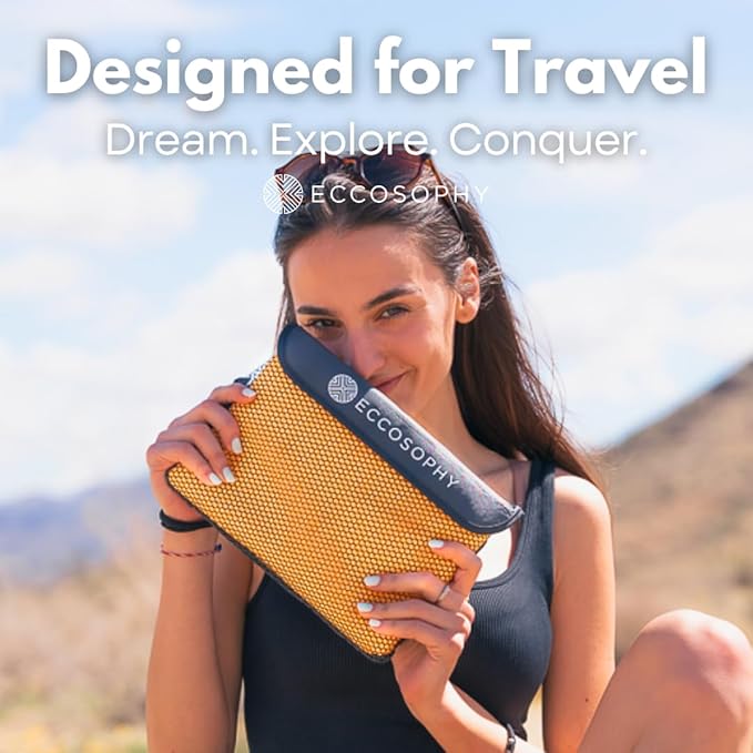 ECCOSOPHY Microfiber Beach Towel – Quick Dry Gym Towel, Highly Absorbent with Ribbed Texture, Lightweight – Ideal for Travel, Pool, Yoga, Fitness & Outdoor Adventures – 40x20 Creamsicle