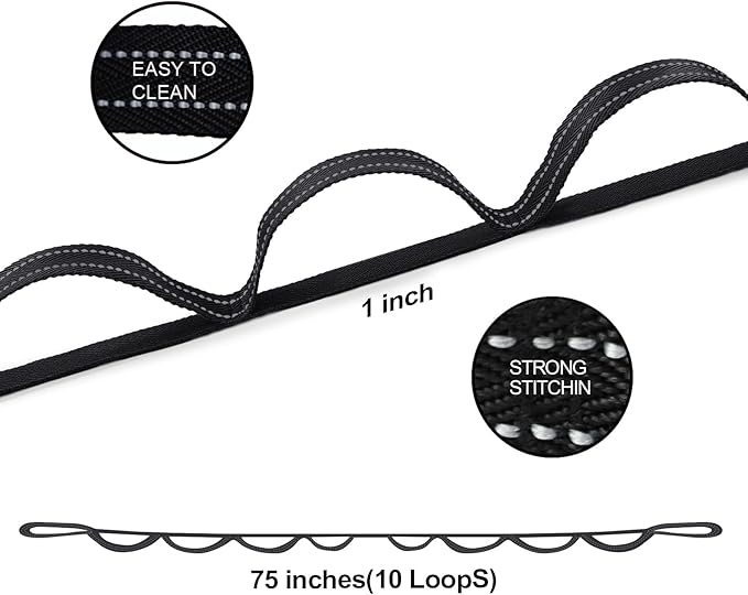 Premium Durable Stretch Straps with Loops, Stretching Strap for Physical Therapy, Multi-Loop Yoga Strap Fitness Exercise Strap for Yoga, Pilates, Dance, Flexibility&Exercise