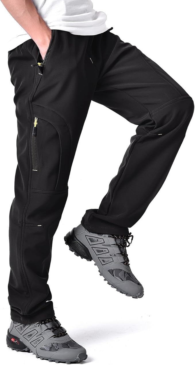 Toomett Men's hiking Snow Pants Skiing Winter Insulated Fleece lined Outdoor Water Repellent camping,walking,fishing