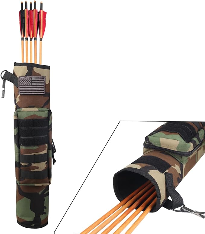 KRATARC Archery Lightweight Back Arrow Quiver Dual Use Foldable Compact Hip Arrows Bag with Molle System Pocket Hanged for Target Shooting Hunting